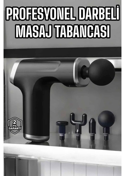 Masaj Tabancası 4 Başlıklı Kas ve Vücut Ağrıları Için Şarjlı Darbeli