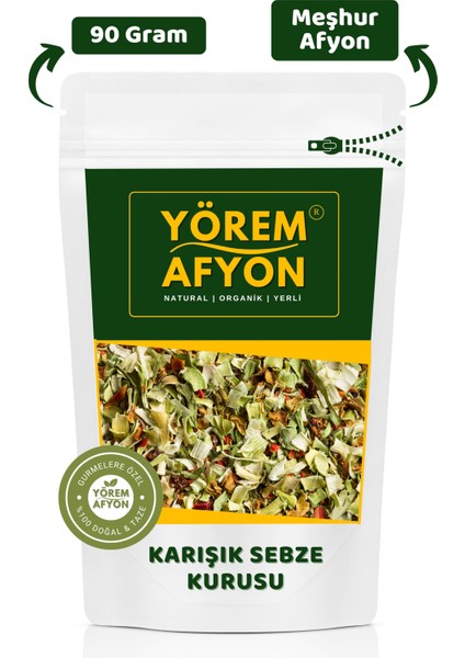 Meşhur Afyon Yöresinden Ayıklanarak Güneşte Doğal Olarak Kurutulmuş Karışık Sebze Kurusu | 90GR.