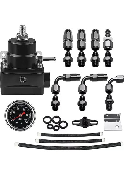 Ayarlanabilir Yakıt Basıncı Regülatör Kiti Yağı 0-100PSI Gauge -6AN Siyah (Yurt Dışından) fiyatları
