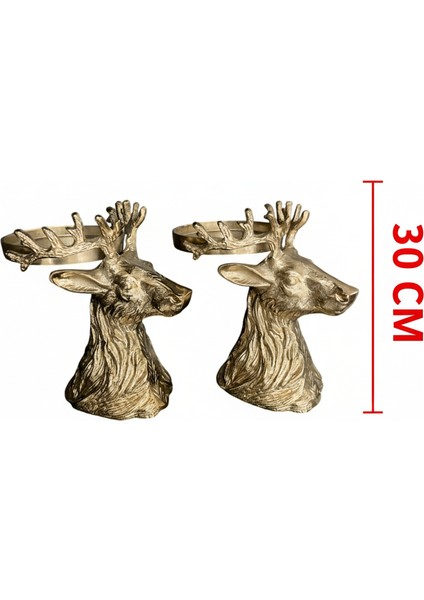 Gümüş Renk Geyik Figürlü 2’li Dekoratif Şamdan Seti | Lüks Metal Görünümlü Mumluk | Salon ve Masa Üstü Ev Aksesuarı modelleri