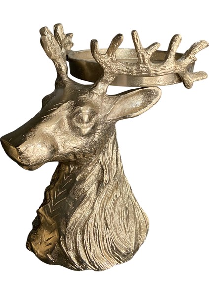 Gümüş Renk Geyik Figürlü 2’li Dekoratif Şamdan Seti | Lüks Metal Görünümlü Mumluk | Salon ve Masa Üstü Ev Aksesuarı fırsatları