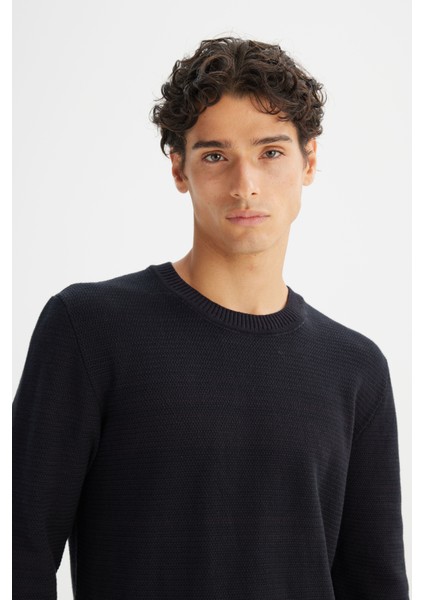 %100 Pamuk Regular Fit Normal Kesim Bisiklet Yaka Triko Kazak fırsatları