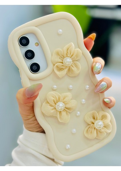 Samsung Galaxy A25 Uyumlu Tül Çiçek Tasarımlı Oyuncaklı Silikon Kılıf