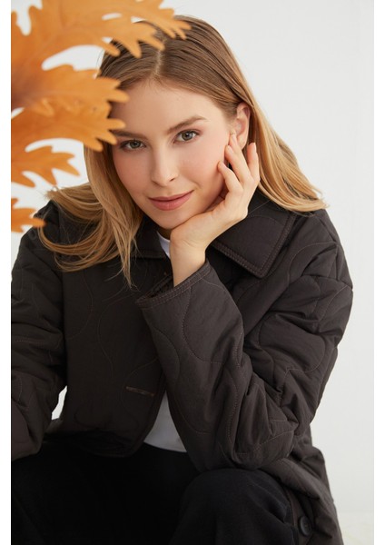 Su Yolu Desenli Oversize Düğmeli Mont indirimleri