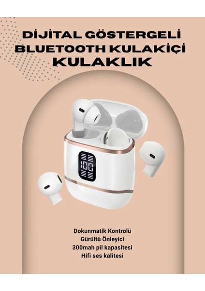 Kulakiçi Bluetooth Kulaklık V5.3 – 4’lü Set, Dijital Ekranlı, Gürültü Engelleme