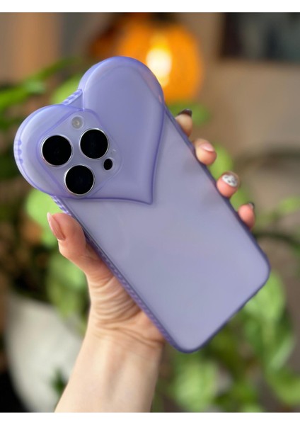 Iphone 14 Promax Şeffaf 3D Kalp Tasarımlı Silikon Kılıf