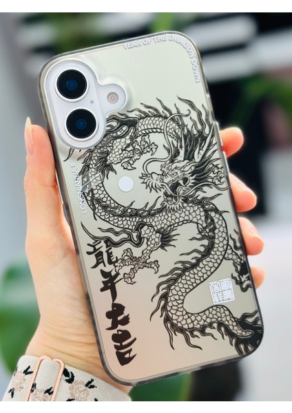 Iphone 16 Uyumlu Metalik Electro Ejder Tasarımlı Silikon Kılıf