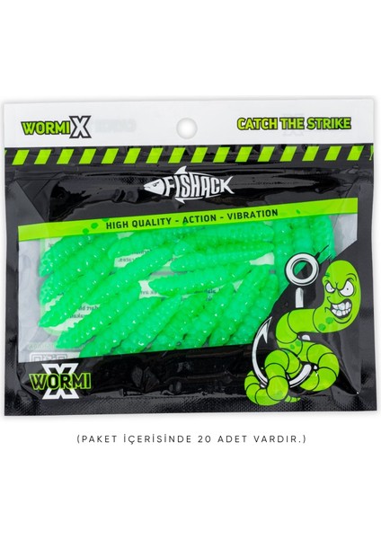 Silikon Kurt Yem - Fishack - 35MM - Sarımsak Kokulu - 20 Adet - Yeşil - Uv - Trout Bait modelleri