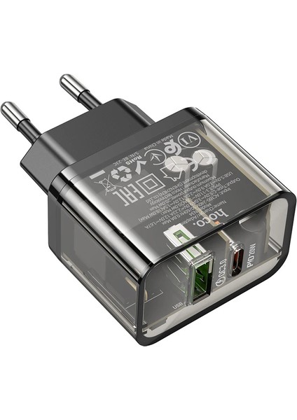 Hoco N34 PD20W+QC3.0 Usb+Type-C Giriş Hızlı Şarj Adaptörü BAŞLIĞI-(5775) - ?90?63E6-7G379 modelleri