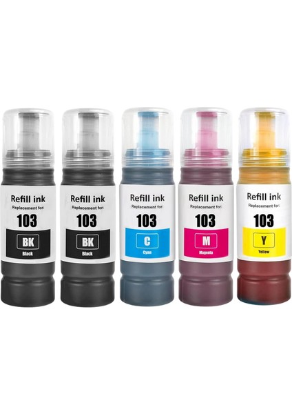 Epson Ecotank Muadil L3211,L3250,L3251 103 Uyumlu 4 Renk Mürekkep Seti + 1 Siyah