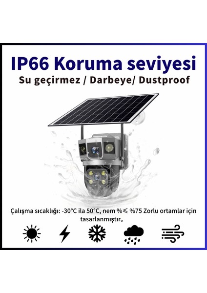 4g Sım Kartlı Güneş Enerjili Güvenlik Kamerası 6mp (3+3mp) Çift Lens Üç Görüntü, Güneş Enerjili, Gece Görüşü, Çift Yönlü Ses, Hareket Algılama fırsatları