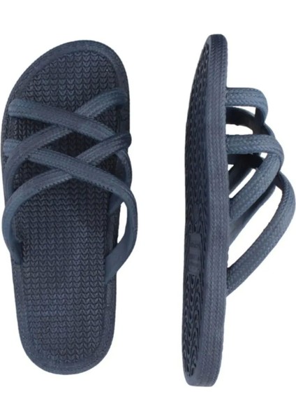 Yazlık Kaydırmaz Taban Kadın Terlik Lacivert