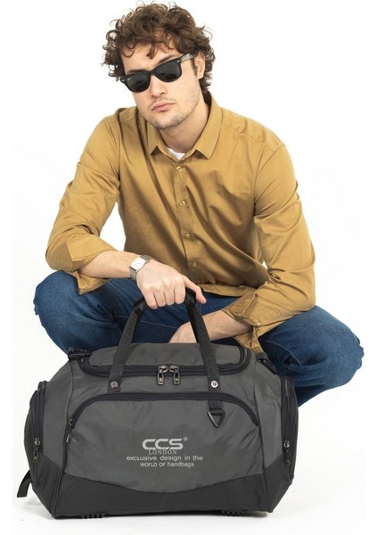 Çok Gözlü Ayakkabı Bölmeli Seyehat & Spor Fitness Çantası Gri