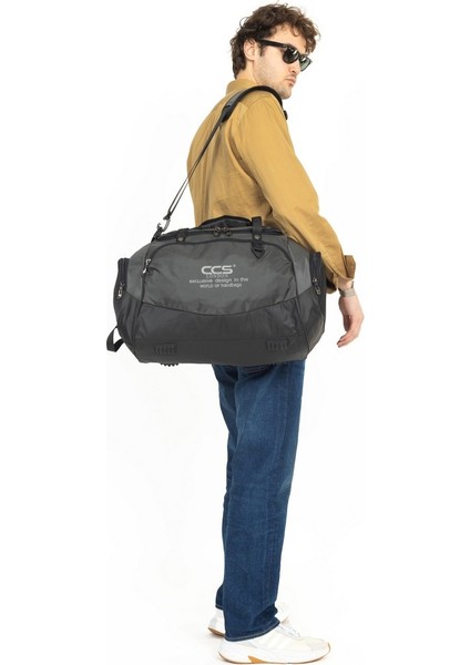 Çok Gözlü Ayakkabı Bölmeli Seyehat & Spor Fitness Çantası Gri