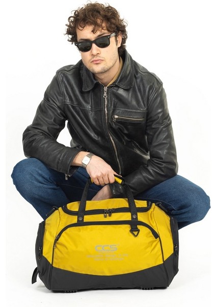 Çok Gözlü Ayakkabı Bölmeli Seyehat & Spor Fitness Çantası Sarı