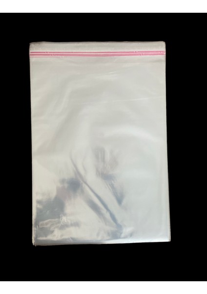 500 Adet 25*35 cm Şeffaf Bantlı Yapışkanlı Opp Jelatin Poşet ( 25*30+5 Cm)