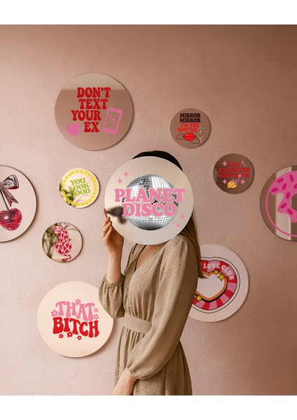 Mood Ayna Planet Disco - Tasarım Ayna, Pinterest Dekoru, Dekoratif Baskılı Ayna, Yazılı Ayna fiyatları