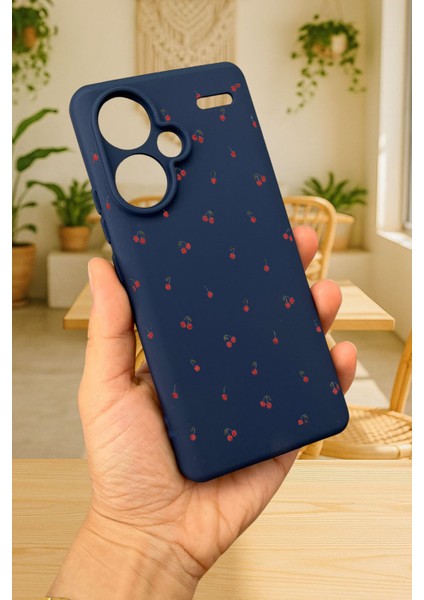 Xiaomi Redmi Note 13 Pro Plus-Mini Kiraz Desenli Silikon Darbe Emici Klasik Korumalı Rubber Kılıf modelleri