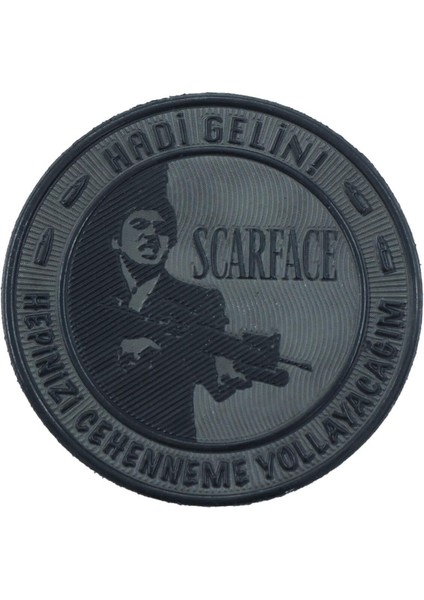 Scarface 3D Cırtlı Peç, Siyah Arma