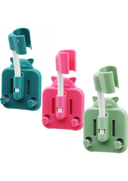 Renkli Plastik - Oturan Kedi Figürlü Duş Askısı 4 Yön Oynar Başlık (K95)