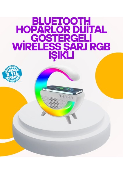 Renkli Işıklı 15W Kablosuz Şarjlı Masa Lambası