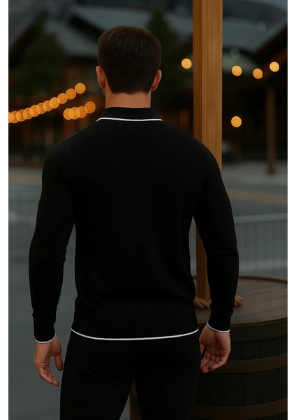 Erkek Günlük Uzun Kollu Siyah Polo Yaka Kazak indirimleri