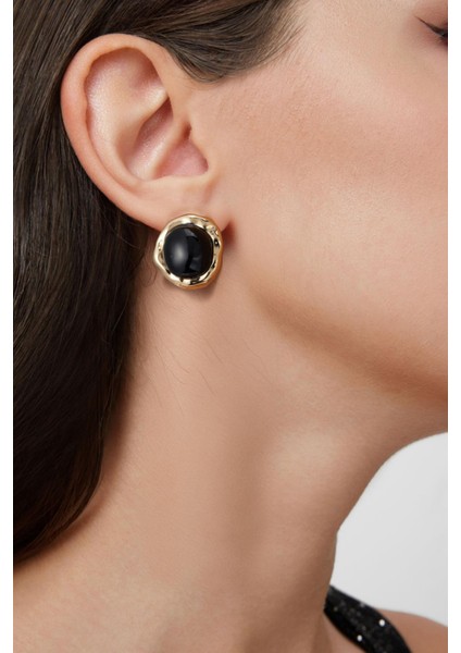 Gold Detaylı Renkli Yuvarlak Çelik Vintage Küpe indirimleri