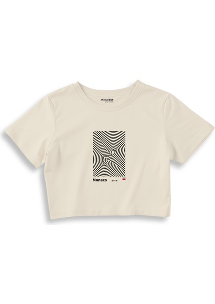 Circuit De Monaco Artwork Crop Tişört - Ekru