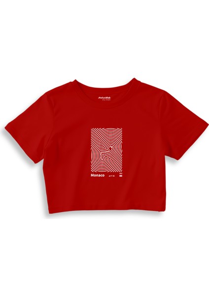 Circuit De Monaco Artwork Crop Tişört - Kırmızı