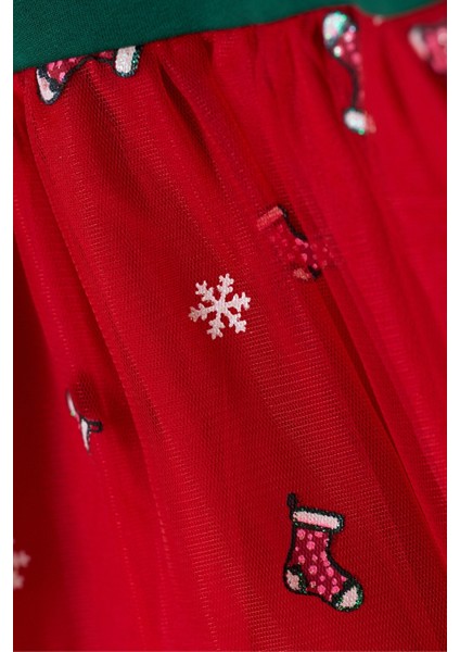 Yeşil Yılbaşı Temalı Tül Etekli Kız Bebek Elbise - Annabel modelleri