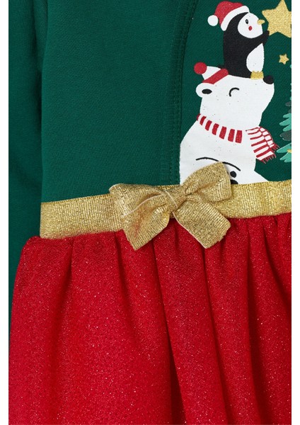 Yeşil Çam Ağacı Baskılı Tül Etekli Kız Bebek Elbise - Betty fiyatları