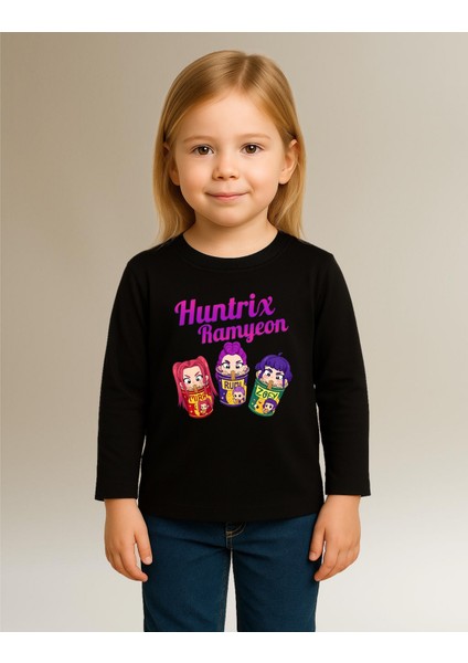 Kpop Demon Hunters Huntrix Ramyen Uzun Kollu Baskılı Kız Çocuk Tişört (4-13 Yaş) modelleri