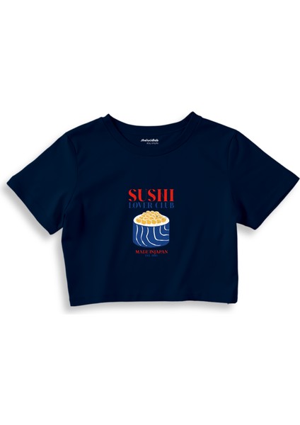 Sushi Lover Club Crop Tişört - Lacivert