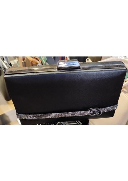 Taş Detaylı Desenli Abiye Çanta Siyah Saten fiyatları