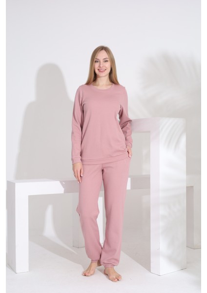 %100 Pamuk Petek Örgü Kumaş Uzun Kol Manşetli Cepli Kadın Pijama Takımı 98520 fiyatları