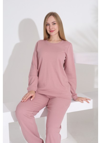 %100 Pamuk Petek Örgü Kumaş Uzun Kol Manşetli Cepli Kadın Pijama Takımı 98520 fırsatları