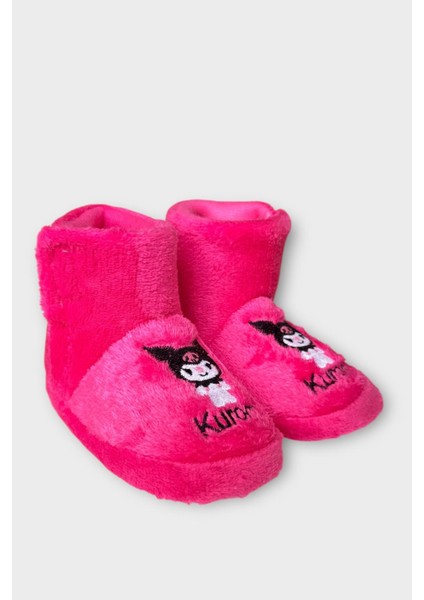 Çocuk Kuromi Nakış Detaylı Panduf Fuşya