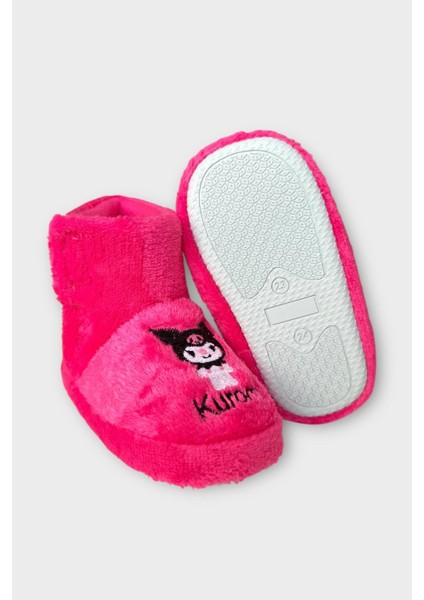 Çocuk Kuromi Nakış Detaylı Panduf Fuşya