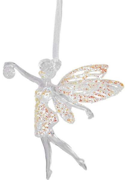 Yılbaşı Süsü Peri Figürlü Akrilik Cam Şeffaf 12X12 Cm.