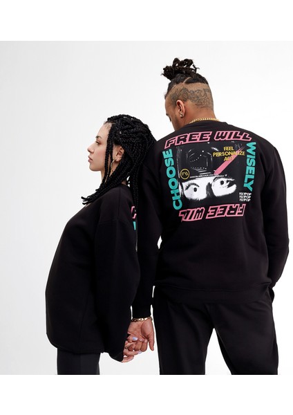 Free Will Siyah Regular Fit Bisiklet Yaka Sweatshirt