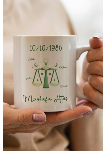 Terazi Burcu Yılbaşı Hediyesi Kişiye Özel Kupa Bardak