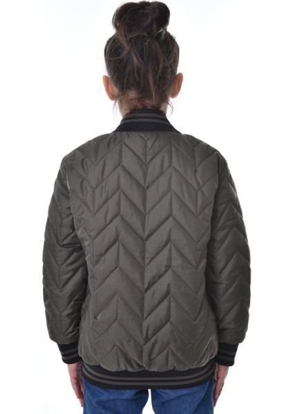 Kız Çocuk Kolej Yaka Astarlı Su ve Rüzgar Geçirmez Fermuarlı Mont Ceket