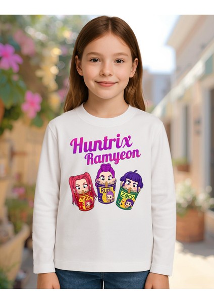 Kpop Demon Hunters Huntrix Ramyen Uzun Kollu Baskılı Kız Çocuk Tişört (4-13 Yaş) fiyatları