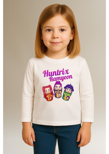 Kpop Demon Hunters Huntrix Ramyen Uzun Kollu Baskılı Kız Çocuk Tişört (4-13 Yaş) modelleri