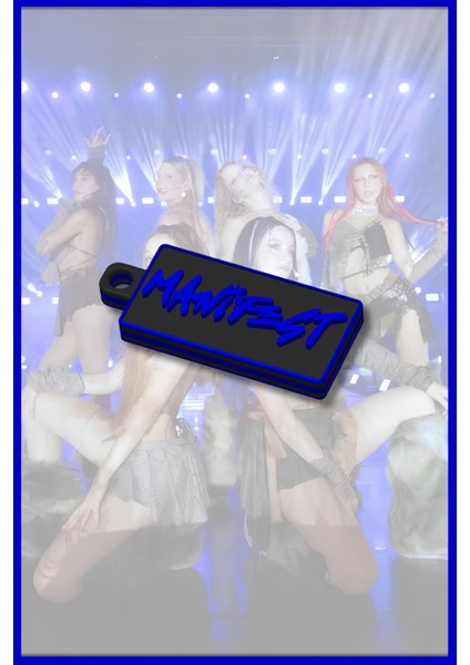 Manifets Grubu Manifestival Temalı Sert Plastik Anahtarlık Mavi– Özel Tasarım, Dayanıklı, Şık