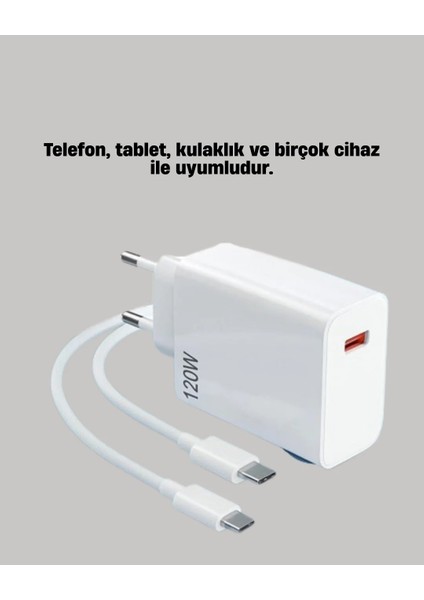 120W Güçlü Hızlı Şarj Adaptörü ve Type-C Kablo Seti – Güvenli Şarj Teknolojisi fiyatları