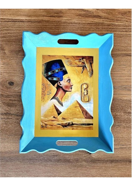 El Yapımı Ahşap Boyama Tepsi – Antik Mısır Koleksiyonu Nefertiti Iı modelleri
