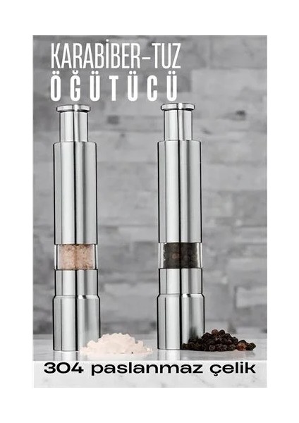 2'li Karabiber Tuz Öğütücü Profesyonel 304 Paslanmaz Çelik Manuel Baharat Değirmeni