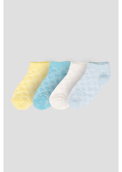 4 Çift Yazlık Pamuklu Kız Çocuk Patik Çorabı