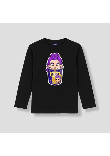 Kpop Demon Hunters Huntrix Rumi Uzun Kollu Baskılı Kız Çocuk Tişört (4-13 Yaş)